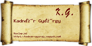 Kadnár György névjegykártya