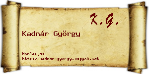 Kadnár György névjegykártya